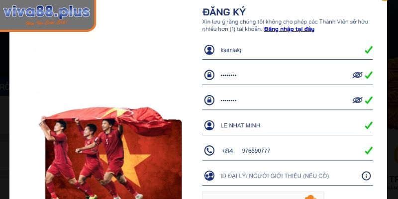 Đăng Ký Viva88 Nhanh Chóng Để Tham Gia Cá Cược Trực Tuyến 2 Điền kỹ thông tin đăng ký Viva88