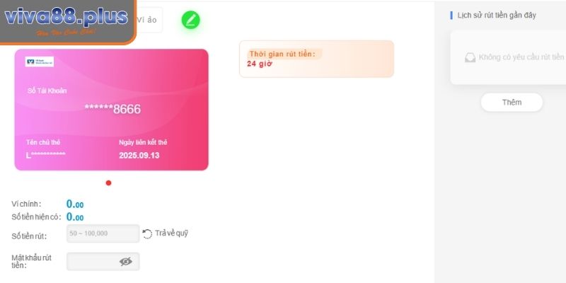 Điền thông tin rút tiền Viva88